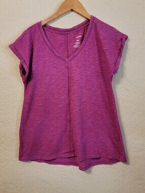 Sonoma Goods For Life V-Neck Tee Magenta Heathered Short Sleeve Size PM